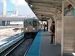 A Blue Line train approaching UIC–Halsted in March 2003, heading for Forest Park
