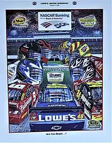 The 2009 NASCAR Banking 500 only from Bank of America program cover, with artwork by former NASCAR artist Sam Bass. "Are You Ready...?"