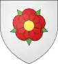 Arms of Rosheim: On a white field, a red rose with yellow centre and green barbs