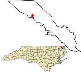Location in Camden County and the state of North Carolina.
