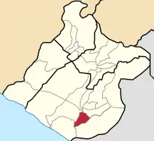 Location of Coronel Gregorio Albarracín Lanchipa in the Tacna Province