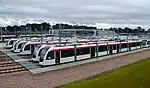 Edinburgh trams at Gogar Tram Depot in 2012