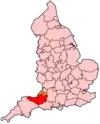 Location of Somerset within England.