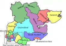 Map of parliamentary constituencies in Essex 1945-1950