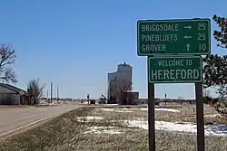 The welcome sign in Hereford.
