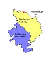 Map of parliamentary constituencies in Huntingdonshire 1885–1918