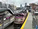 Train arrives at Yawkey station