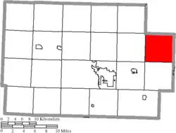 Location of Adams Township in Coshocton County
