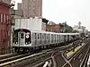 An R160 New Technology Train in M service near Hewes Street station in 2008
