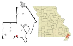Location of Portageville, Missouri