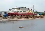 Rüm Hart under conversion to Frisia XI at Diedrich shipyard