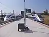 RENFE AVE and SNCF TGV trains at Figueres Vilafant station in 2013