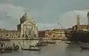Venice, a view of the Churches of the Redentore and San Giacomo, with a moored Man-of-war, Gondolas and Barges