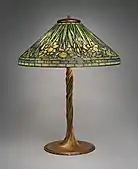 "Daffodil" lamp; 1904–1924; leaded opalescent glass and gilt bronze; height: 67.9 cm, diameter of shape: 51.4 cm; Metropolitan Museum of Art