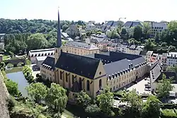 A view of Neumünster Abbey in Grund