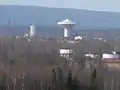 View over Örebro Watertower Svampen with the mountain ridge Kilsbergen in the background