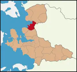 Map showing Aliağa District in İzmir Province