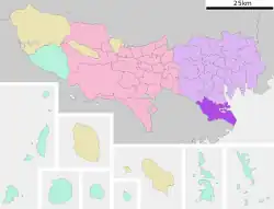 Location of Ōta in Tokyo