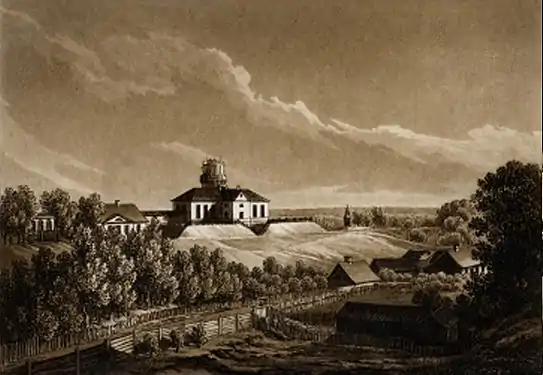 Dorpat Observatory. Painting by August Matthias Hagen, father-in-law to Schwarz.