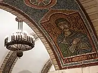 Mosaic depicting Yaropolk II of Kiev with one of the chandeliers seen in the background