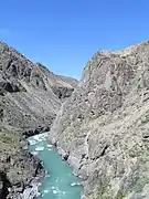 Canyon of the Chilik River. Cliffs on the shore (May 2013)