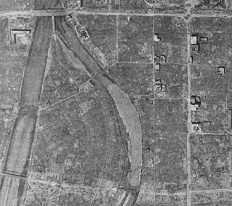 Aerial photograph on August 8, 1945, two days after the bombing