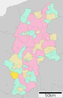 Location of Nagiso in Nagano Prefecture