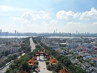 Wuchang (foreground) and Hanyang (background) seen from the Yellow Crane Tower