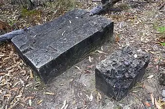 Remains of winding house base at the south end of the construction railway line