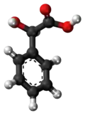 Ball-and-stick model of the mandelic acid molecule