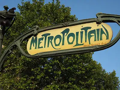 Typeface Guimard invented for his Metro edicules (1900)