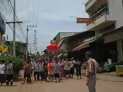 Buddhist parade in downtown Ban Bang Krathum