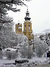 Square and Orthodox Cathedral under the snow