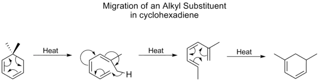 alkyl shift on cyclohexadiene