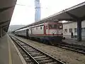 Class 441 electric loco with two coaches (ex-SJ) at Sarajevo main railway station, May 2011