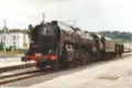 Locomotive 141R568 at Lons-le-Saunier (Jura) station, on 1 August 1996. The locomotive operates on the CITEV tourist line.