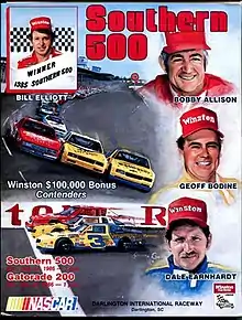 The 1986 Southern 500 program cover.