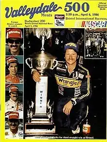 The 1986 Valleydale 500 program cover, featuring Dale Earnhardt.