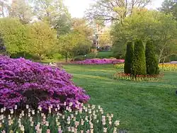 Park and flowers at Sherwood Gardens, Guilford, Baltimore.