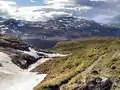 2001. Drifteskard (drift = (cattle) drive) towards Storebotn lake high in Stemberdalen.