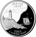 Maine quarter dollar coin