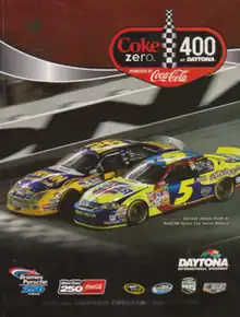 2008 Coke Zero 400 program cover, featuring the 2007 Coke Zero 400 finish