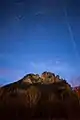 Seneca Rocks night sky, as seen from the town of Seneca Rocks, West Virginia in the Monongahela National Forest.