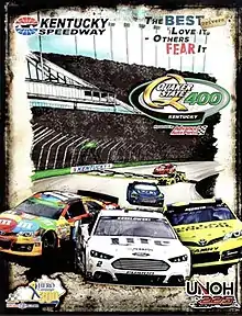 The 2014 Quaker State 400 program cover. "The Best Drivers Love It. Others Fear It."