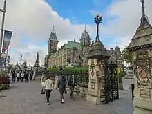 Wrought iron fence surrounding the southern front of Parliament Hill