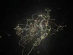 Aerial view of the city at night