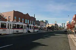 Light rail station at Five Points Plaza on Welton Street