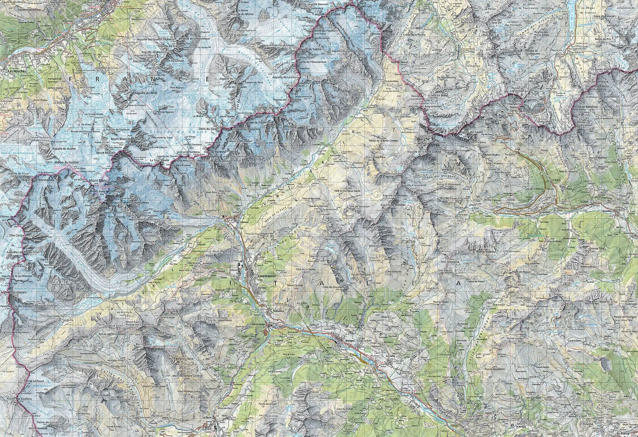 1:50'000 Swiss National Map, with both disputed areas marked