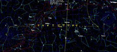 Daily motion of 3122 Florence as seen from earth near 1 September 2017 flyby.