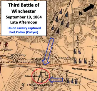 old map showing troop positions in a battle.